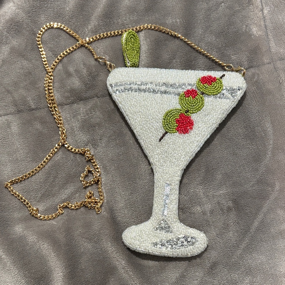 Anthropologie Beaded Martini Mini Bag - Silver and Gold